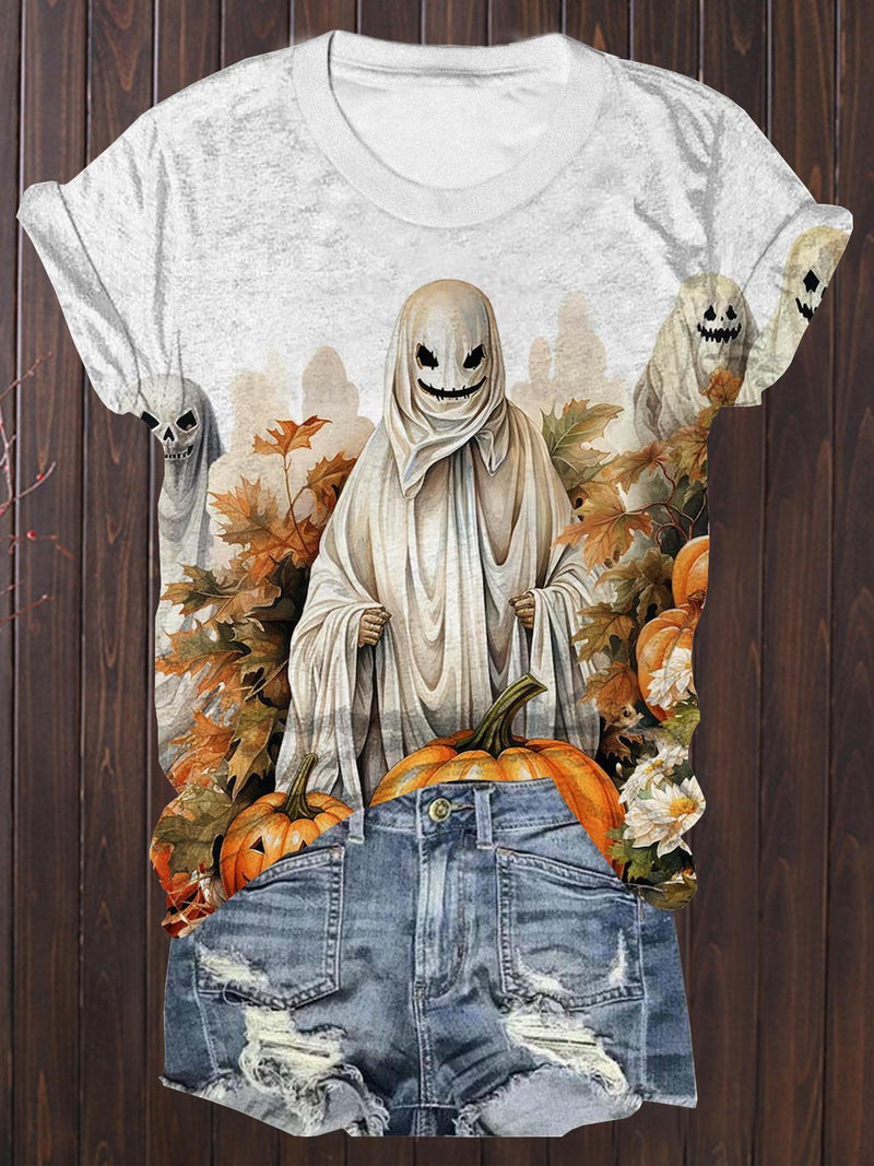 Women's Halloween Ghost Print Top
