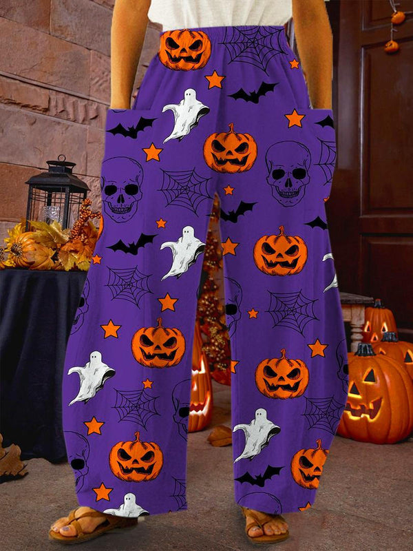 Halloween Spooky Pumpkin Print Pants