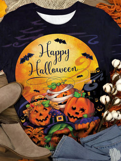 Happy Halloween Pumpkin Print T-shirt